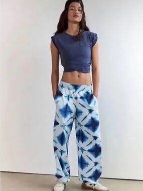 Free People Blue Tie-Dye Wide Leg Lounge Pants